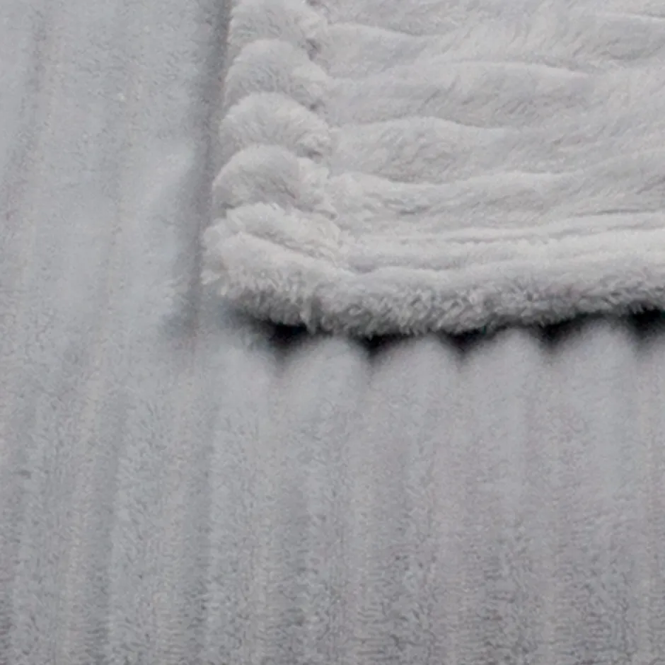 Toison d'Or Couverture polaire - - Effet côtelé 3D (240x260 cm - Gris Perle) Sale