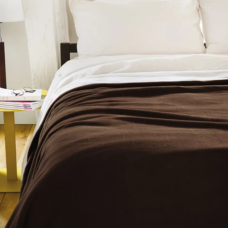 Linnea Couverture polaire luxe 180x220 cm 100% polyester 430g/m2 NARVIK Marron Chocolat Sale