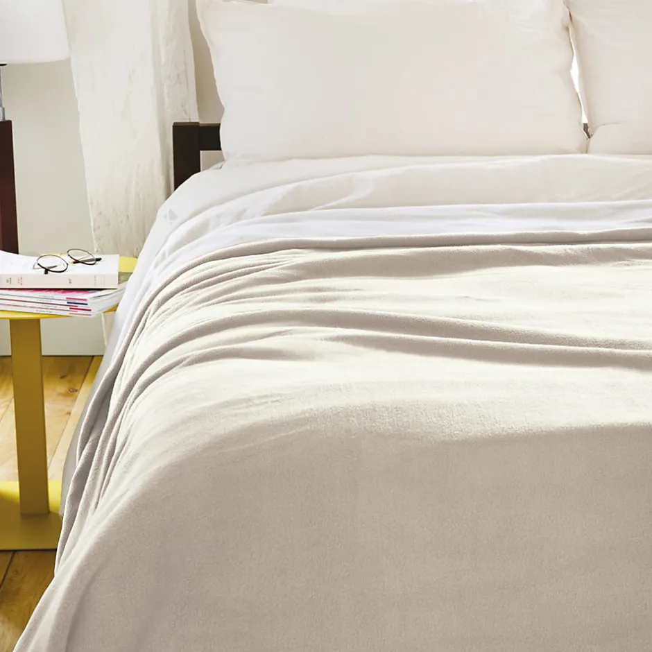 Linnea Couverture polaire luxe 180x220 cm 100% polyester 430g/m2 NARVIK Galet/Naturel
