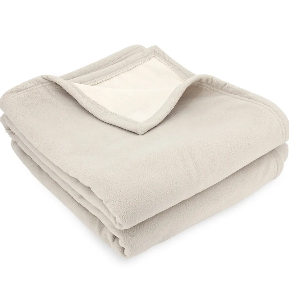Linnea Couverture polaire luxe 180x220 cm 100% polyester 430g/m2 NARVIK Galet/Naturel
