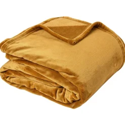 Linnea Couverture polaire microvelours 180x220 cm VELVET Jaune Miel