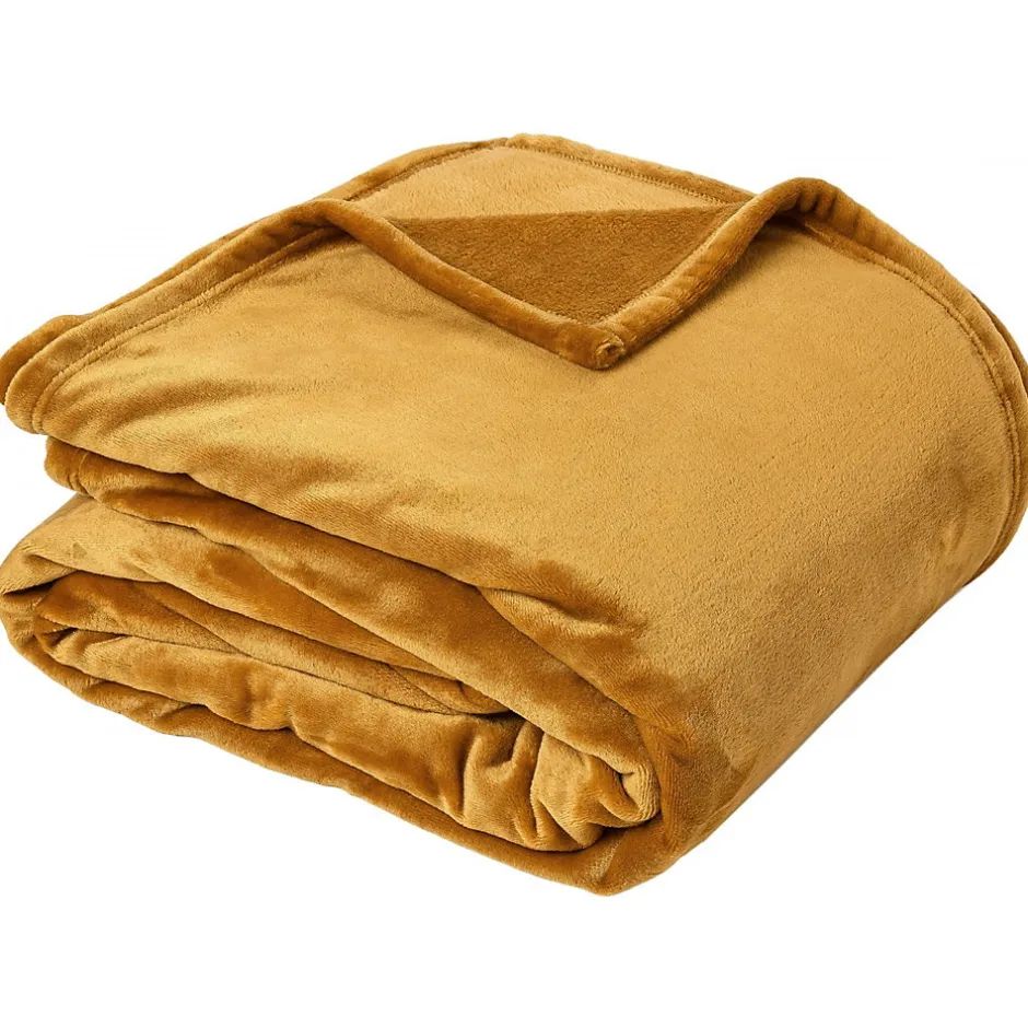 Linnea Couverture polaire microvelours 180x220 cm VELVET Jaune Miel