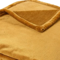 Linnea Couverture polaire microvelours 180x220 cm VELVET Jaune Miel