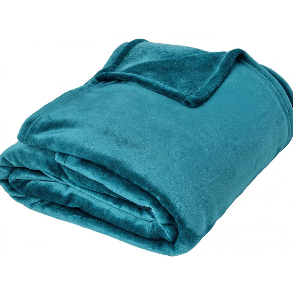 Linnea Couverture polaire microvelours 240x260 cm VELVET Bleu Lac