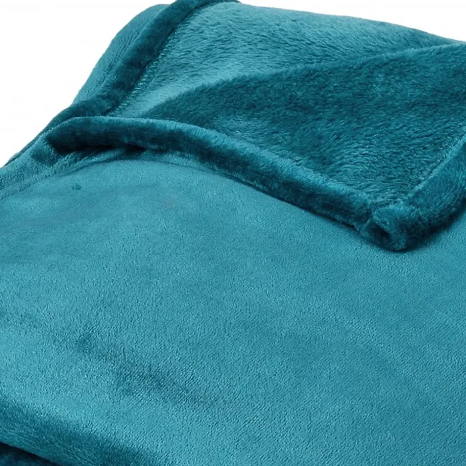 Linnea Couverture polaire microvelours 180x220 cm VELVET Bleu Lac Discount