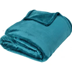Linnea Couverture polaire microvelours 180x220 cm VELVET Bleu Lac Discount