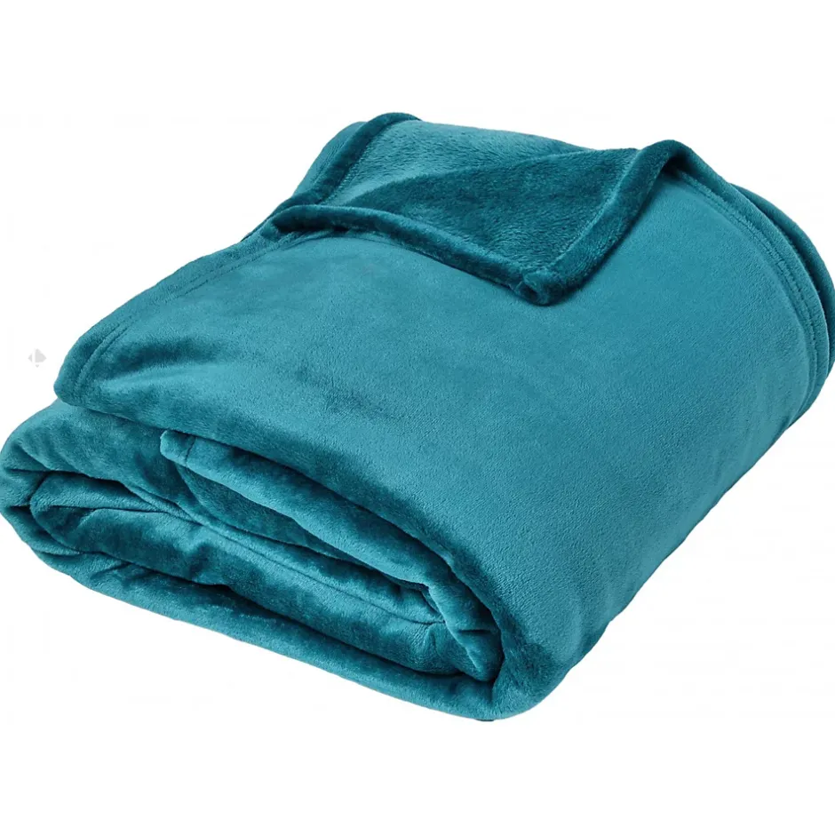 Linnea Couverture polaire microvelours 180x220 cm VELVET Bleu Lac Discount