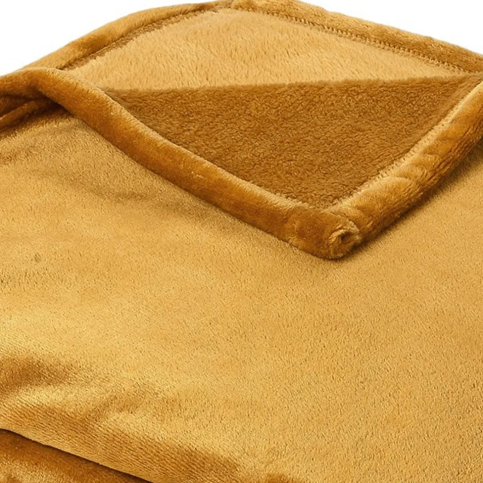 Linnea Couverture polaire microvelours 220x240 cm VELVET Jaune Miel