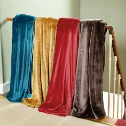 Linnea Couverture polaire microvelours 220x240 cm VELVET Jaune Miel