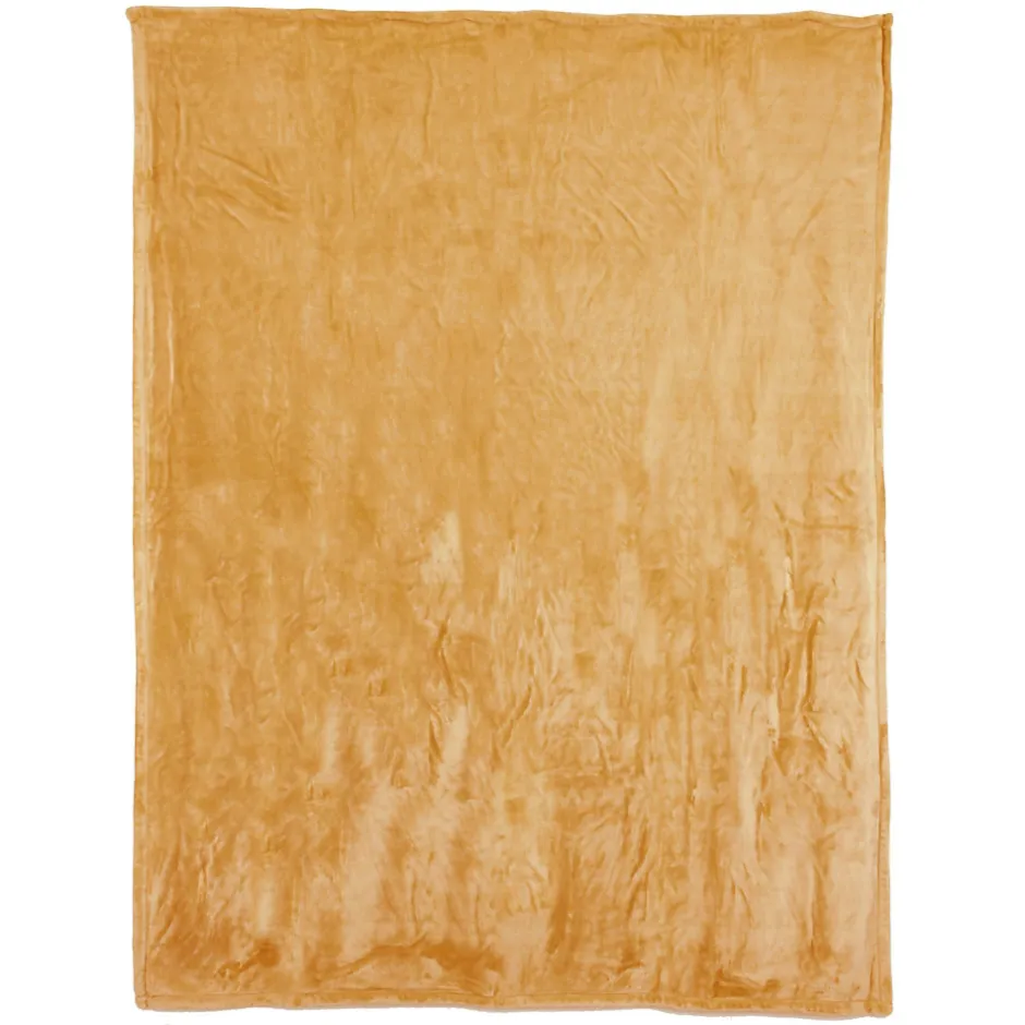 Linnea Couverture polaire microvelours 240x260 cm VELVET Jaune Miel