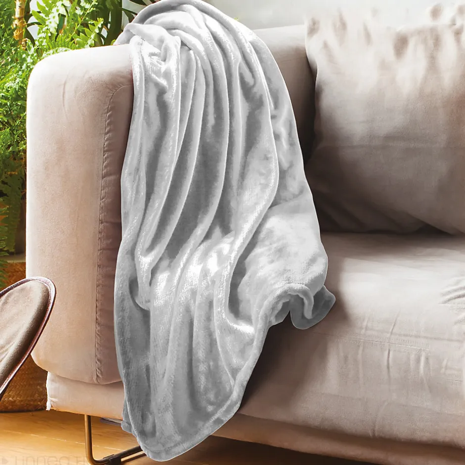 Linnea Couverture polaire microvelours 240x260 cm VELVET Gris Perle