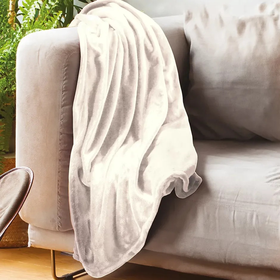 Linnea Couverture polaire microvelours 220x240 cm VELVET Ivoire