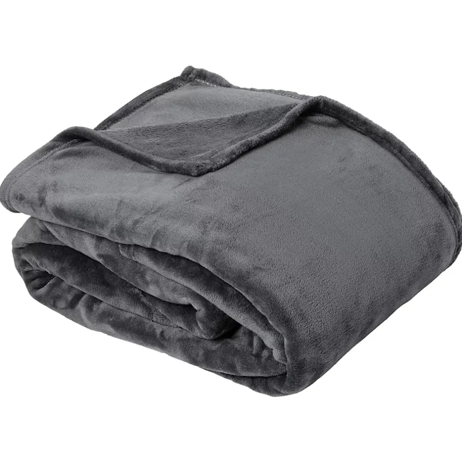 Linnea Couverture polaire microvelours 180x220 cm VELVET Gris Acier Discount