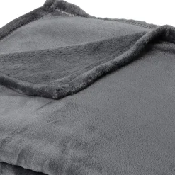 Linnea Couverture polaire microvelours 180x220 cm VELVET Gris Acier Discount