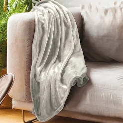 Linnea Couverture polaire microvelours 180x220 cm VELVET Gris Galet