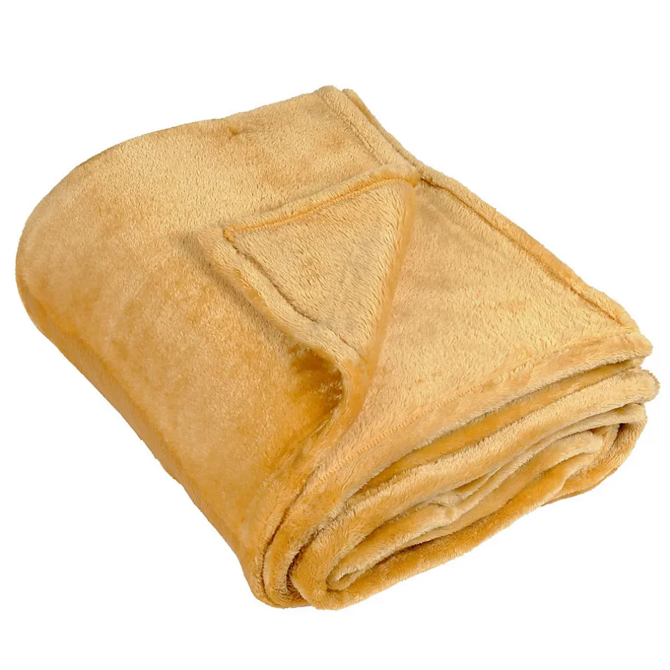 Linder Couverture polaire unie "PILONGA" (220x240 cm - Jaune moutarde)