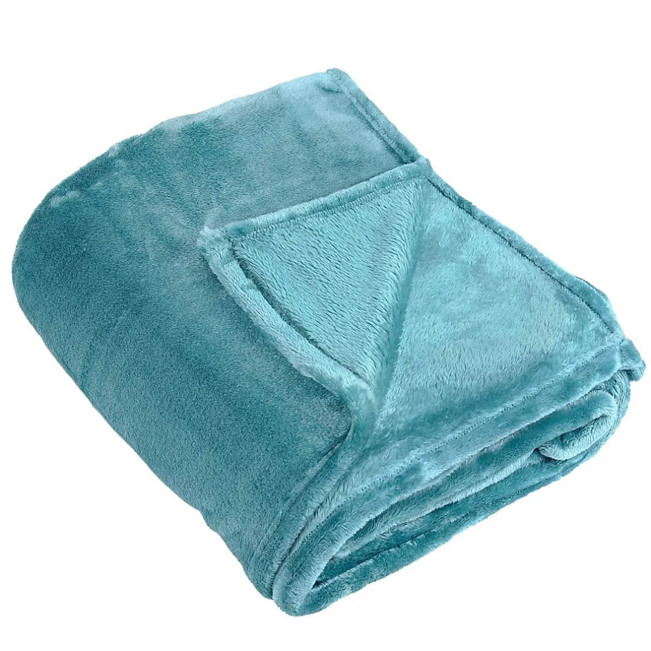 Linder Couverture polaire unie "PILONGA" (220x240 cm - Bleu ciel)