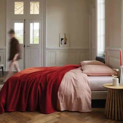Linnea Couverture polaire 240x260 cm 100% Polyester 350g/m2 TEDDY Rouge Framboise Outlet