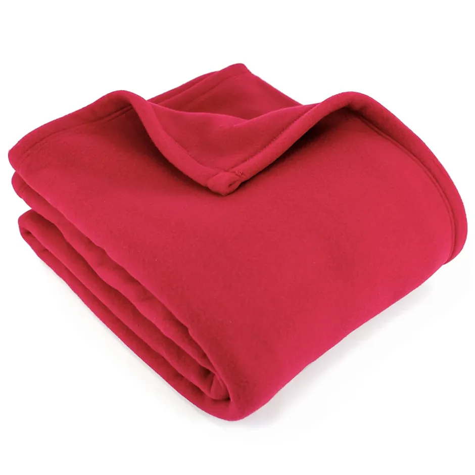Linnea Couverture polaire 240x260 cm 100% Polyester 350g/m2 TEDDY Rouge Framboise Outlet