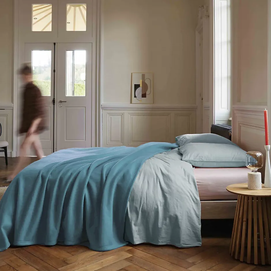 Linnea Couverture polaire 180x220 cm 100% Polyester 350g/m2 TEDDY bleu Lac