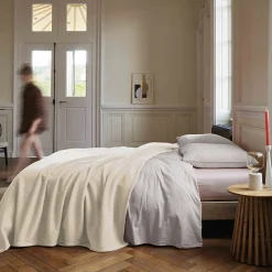 Linnea Couverture polaire 240x260 cm 100% Polyester 350g/m2 TEDDY Blanc Naturel