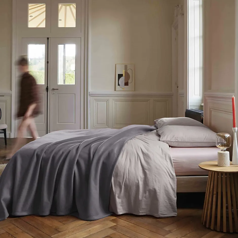 Linnea Couverture polaire 220x240 cm 100% Polyester 350g/m2 TEDDY Gris Acier Sale