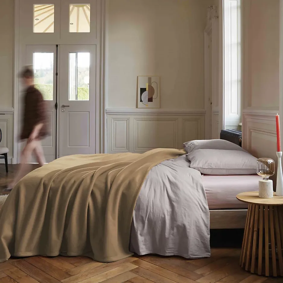 Linnea Couverture polaire 180x220 cm 100% Polyester 350g/m2 TEDDY Marron Sable Clearance