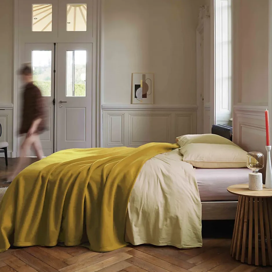 Linnea Couverture polaire 240x260 cm 100% Polyester 350g/m2 TEDDY Jaune Miel New