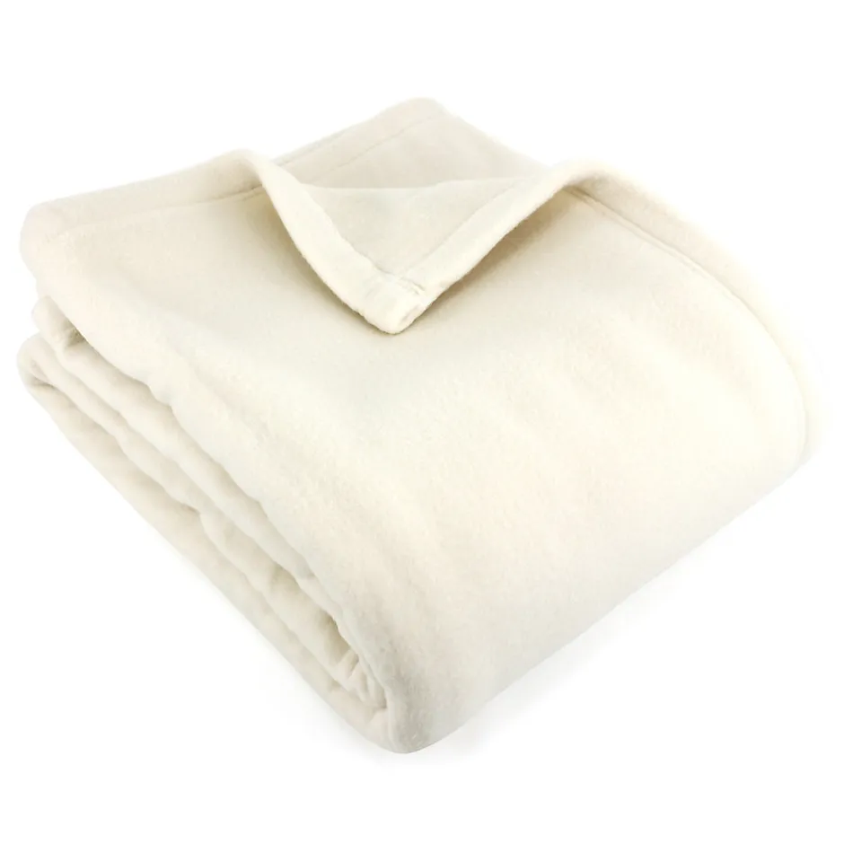 Linnea Couverture polaire 180x220 cm 100% Polyester 350g/m2 TEDDY Blanc Naturel