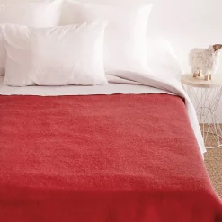 Linnea Couverture pure laine vierge Woolmark 500g/m² VOLTA 180x240 cm Rouge Bois de rose
