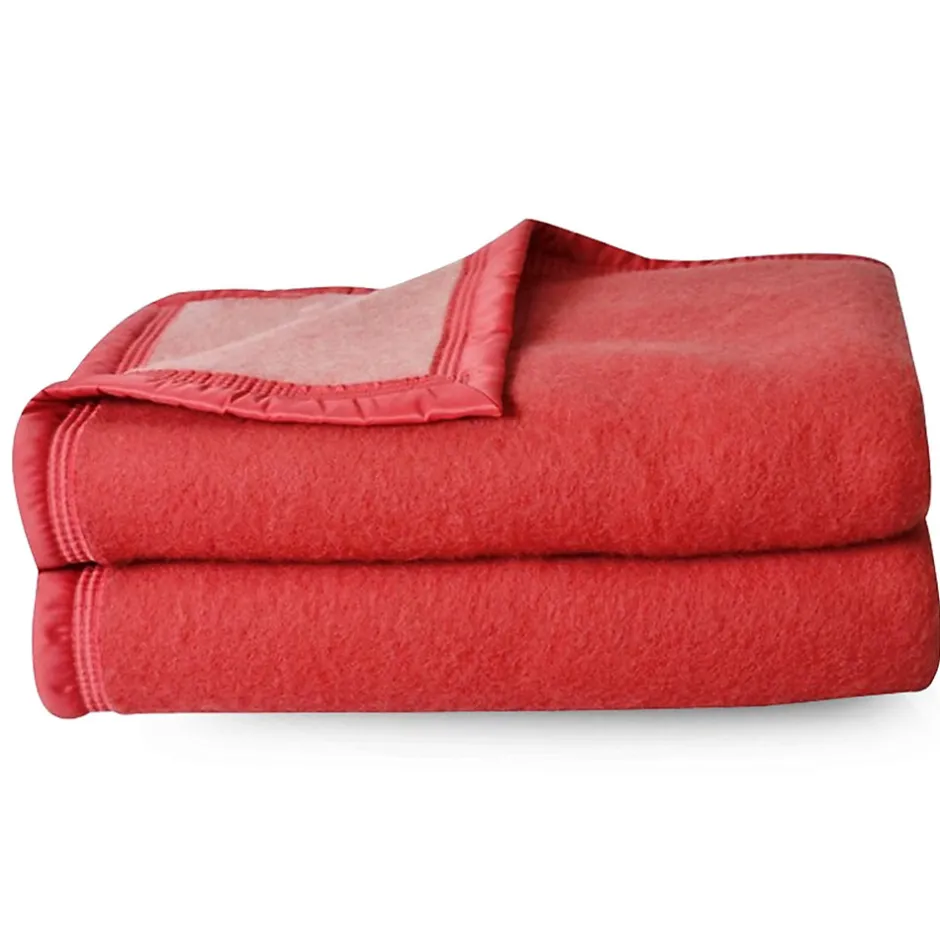 Linnea Couverture pure laine vierge Woolmark 500g/m² VOLTA 180x240 cm Rouge Bois de rose