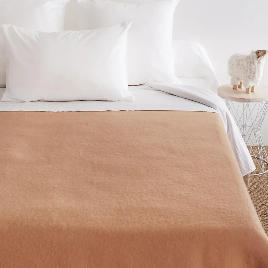 Linnea Couverture pure laine vierge Woolmark 500g/m² VOLTA 240x300 cm Marron Sable Outlet