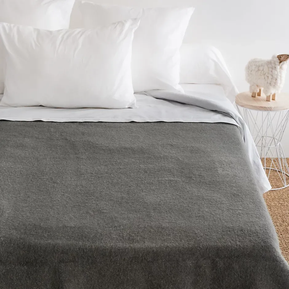Linnea Couverture pure laine vierge Woolmark 500g/m² VOLTA 180x240 cm Gris Acier New