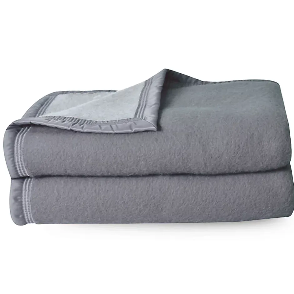 Linnea Couverture pure laine vierge Woolmark 500g/m² VOLTA 180x240 cm Gris Acier New