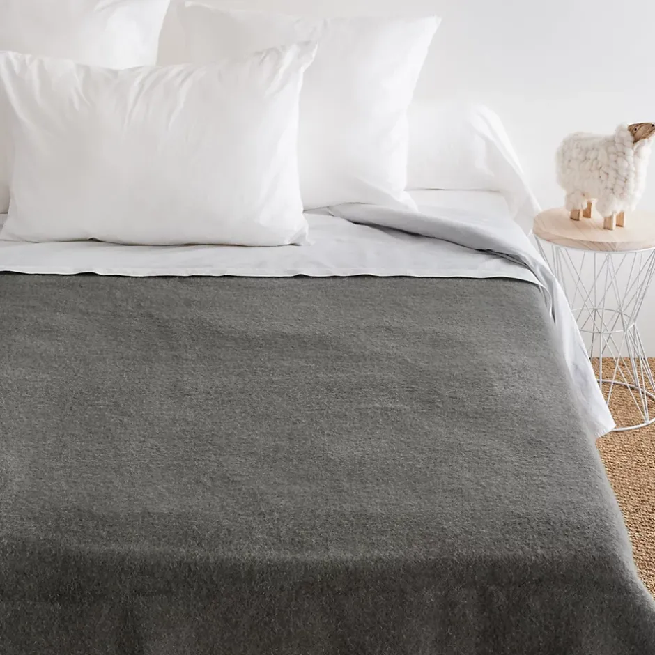 Linnea Couverture pure laine vierge Woolmark 500g/m² VOLTA 240x260 cm Gris Acier Hot