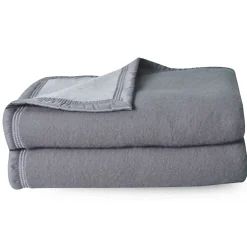 Linnea Couverture pure laine vierge Woolmark 500g/m² VOLTA 240x260 cm Gris Acier Hot