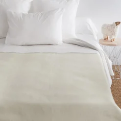 Linnea Couverture pure laine vierge Woolmark 500g/m² VOLTA 220x240 cm Blanc Naturel