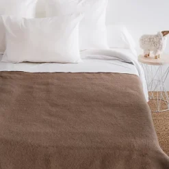 Linnea Couverture pure laine vierge Woolmark 500g/m² VOLTA 180x240 cm Marron Chamois