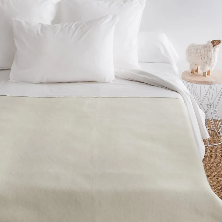 Linnea Couverture pure laine vierge Woolmark 500g/m² VOLTA 180x240 cm Blanc Naturel Discount