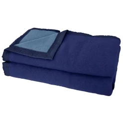 Linnea Couverture pure laine vierge Woolmark 500g/m² VOLTA 240x260 cm Bleu Marine/Myosotis