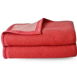 Linnea Couverture pure laine vierge Woolmark 500g/m² VOLTA 240x260 cm Rouge Bois de rose Clearance