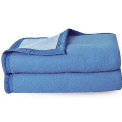 Linnea Couverture pure laine vierge Woolmark 500g/m² VOLTA 240x300 cm Bleu Azur