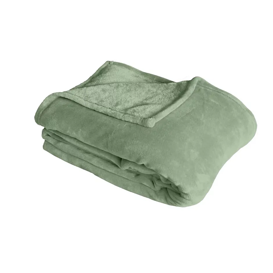 Home Maison Couverture unie en molleton (180x220 cm - Vert clair) Clearance