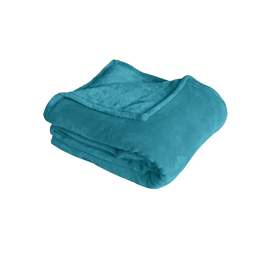 Home Maison Couverture unie en molleton (180x220 cm - Bleu Canard)