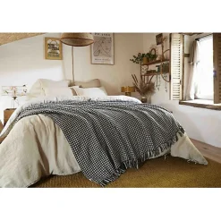 L'Effet Papillon Couvre lit à franges tissé teint "Gaspard" 240 x 260 cm Best
