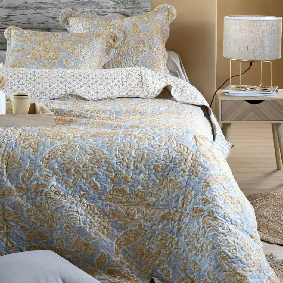 Lovely Casa Couvre lit boutis réversible 240x220 avec 2 taies NERYA
