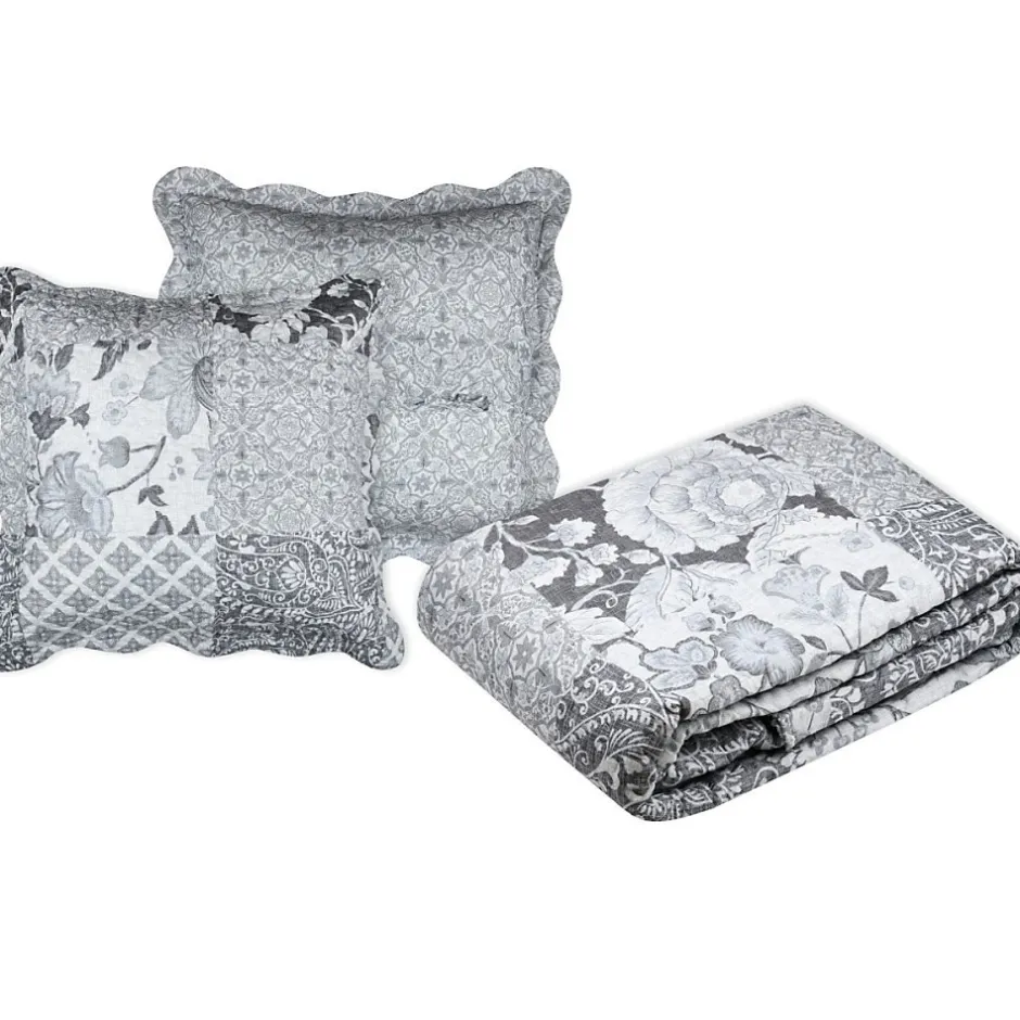 Lovely Casa Couvre lit boutis réversible 260x240 avec 2 taies OCTAVIA Discount