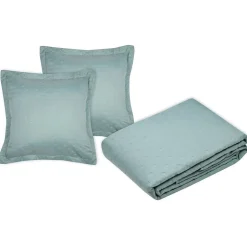 Lovely Casa Couvre lit boutis réversible 240x220 avec 2 taies coloris vert Outlet