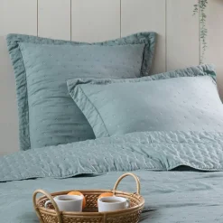 Lovely Casa Couvre lit boutis réversible 260x240 avec 2 taies coloris vert