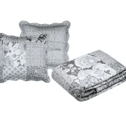 Lovely Casa Couvre lit boutis réversible 240x220 avec 2 taies OTAVIA
